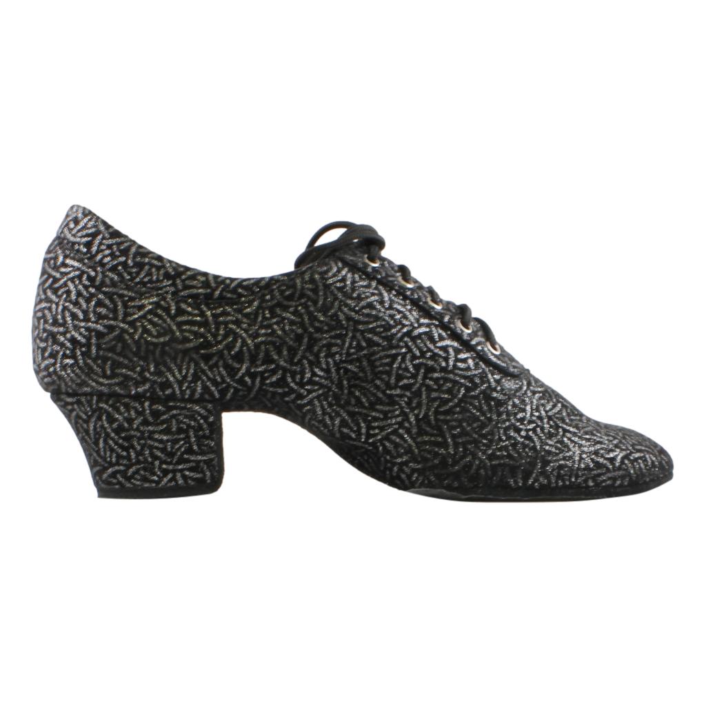 Practice Dance Shoes, 1205 Flexi, Black with Silver Lines