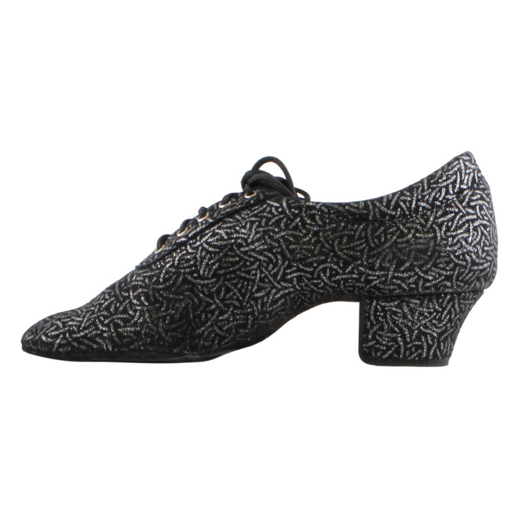 Practice Dance Shoes, 1205 Flexi, Black with Silver Lines