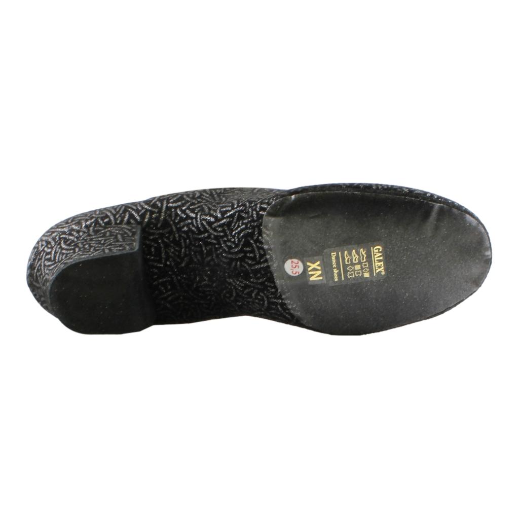 Galex 1205 Flexi, Black with Silver Lines, Practice Dance Shoes