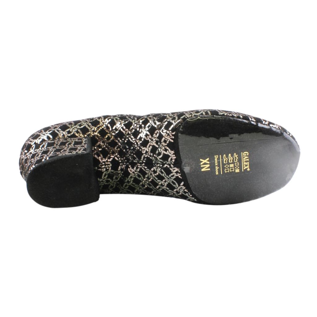 Galex 1205 Flexi, Silver Chains, Shevro Black, Practice Dance Shoes