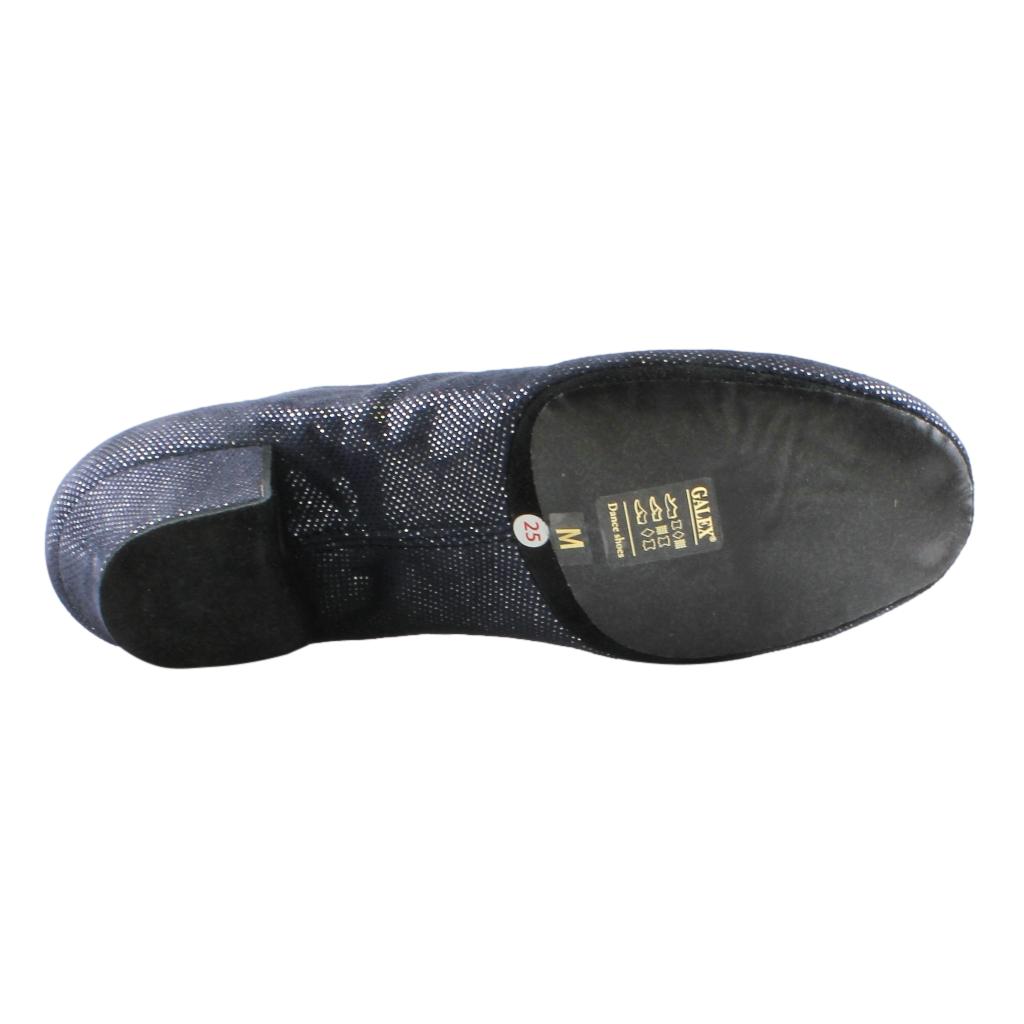 Galex 1205 Flexi, Black Shevro with Navy Blue Dots, Practice Dance Shoes