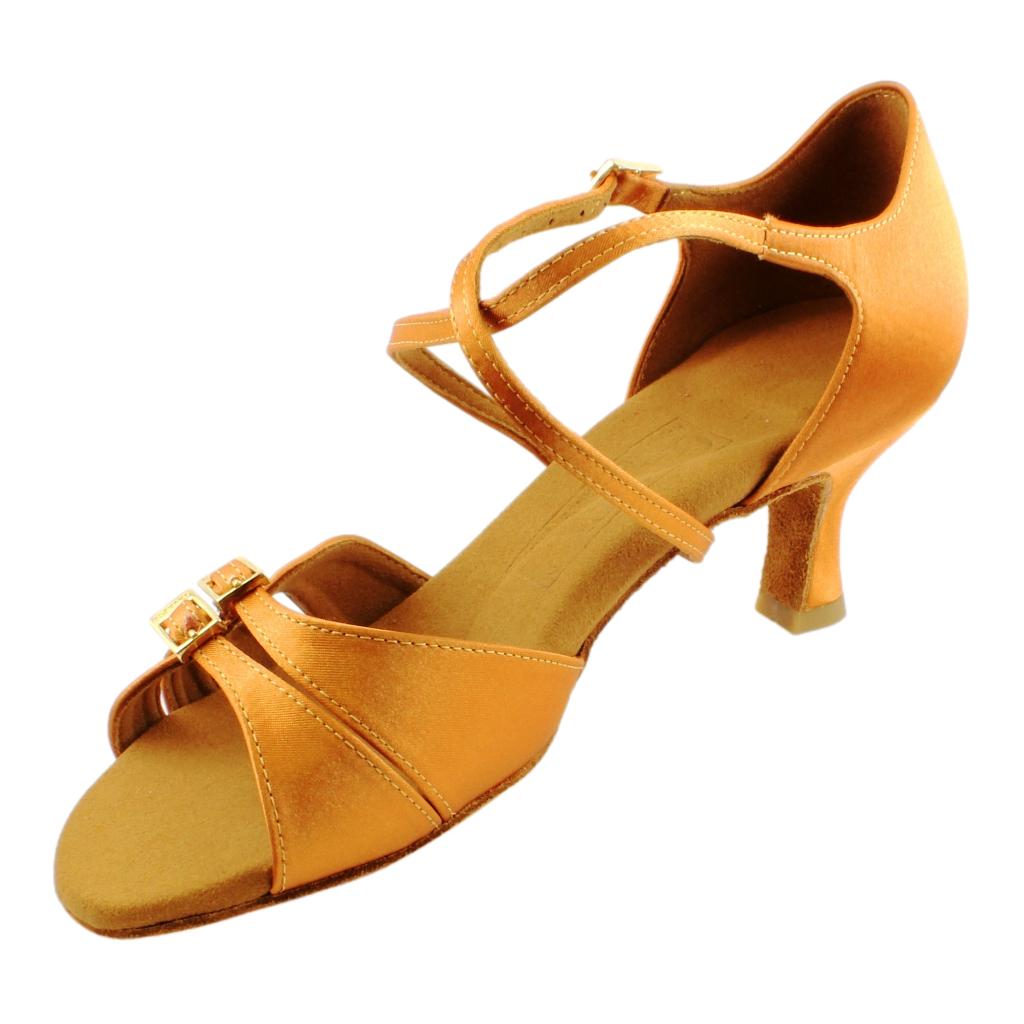 Galex 2274 Tatiana, Heel 6cm Flare W, Gold Cedar Satin, Women's Latin Dance Shoes