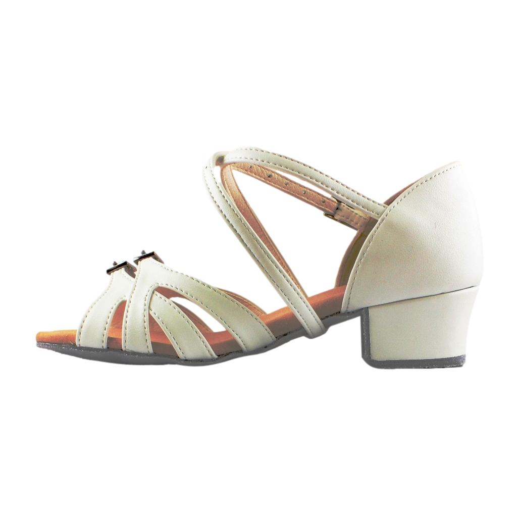 Galex 3019 Mia, Block Heel, White Leather, Girls' Latin Dance Shoes