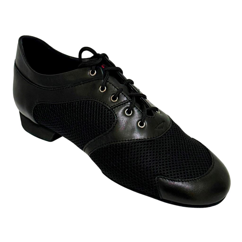Galex Michelle, Heel 2cm, Black Sole, Black Mesh & Leather, Practice Dance Shoes
