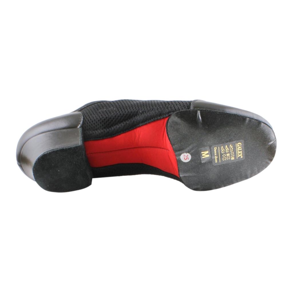 Galex 4000 Vento, Black Split Sole, Black Leather Mesh, Red Neoprene, Practice Dance Shoes