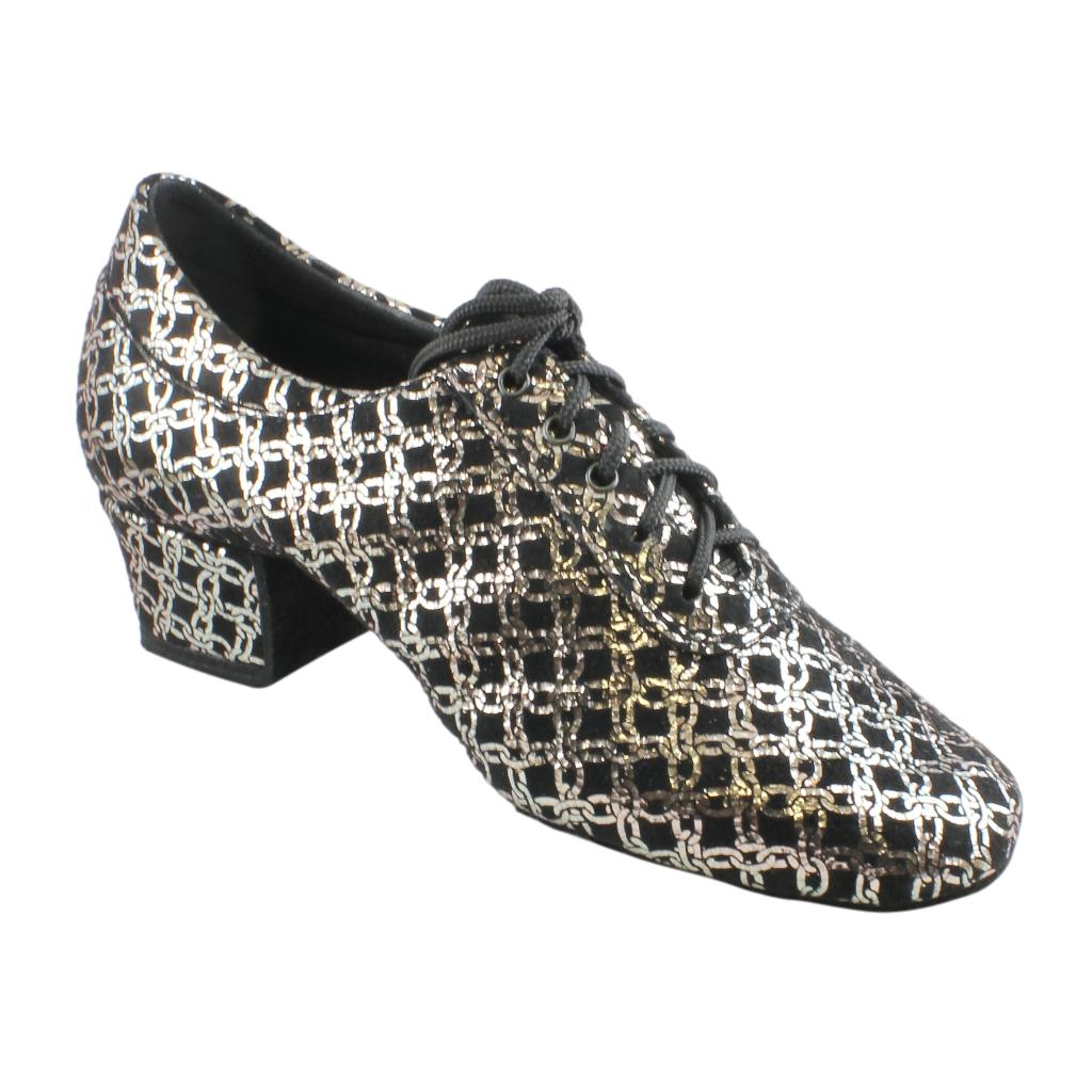 Galex 1205 Flexi, Silver Chains, Shevro Black, Practice Dance Shoes