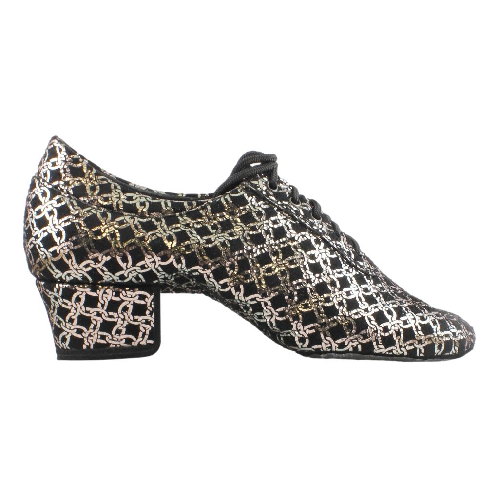 Galex 1205 Flexi, Silver Chains, Shevro Black, Practice Dance Shoes