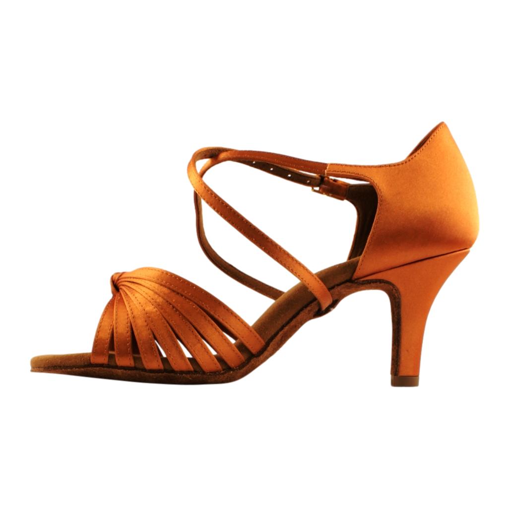 Galex 2215 Irina, Heel 7cm Slim, Gold Cedar Satin, Women's Latin Dance Shoes