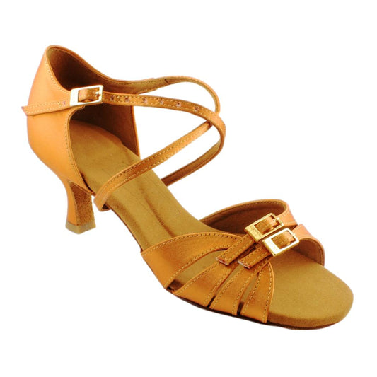 Galex 2274 Tatiana, Heel 6cm Flare W, Gold Cedar Satin, Women's Latin Dance Shoes