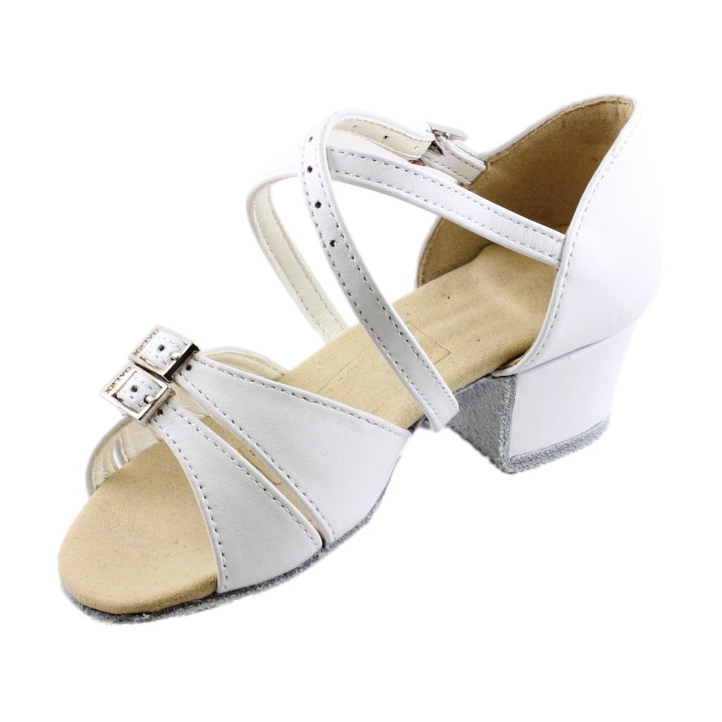 Galex 3066 Tatiana, Block Heel, White Leather, Girls' Latin Dance Shoes