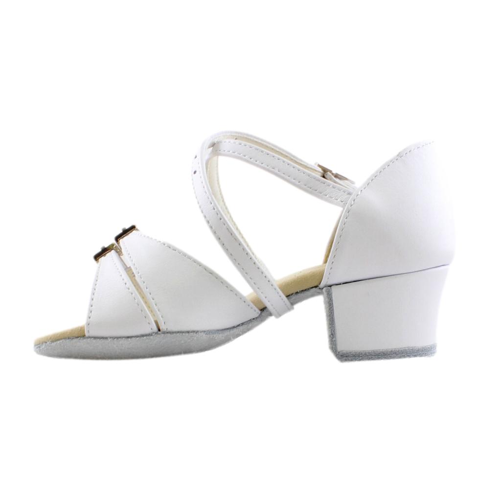 Galex 3066 Tatiana, Block Heel, White Leather, Girls' Latin Dance Shoes