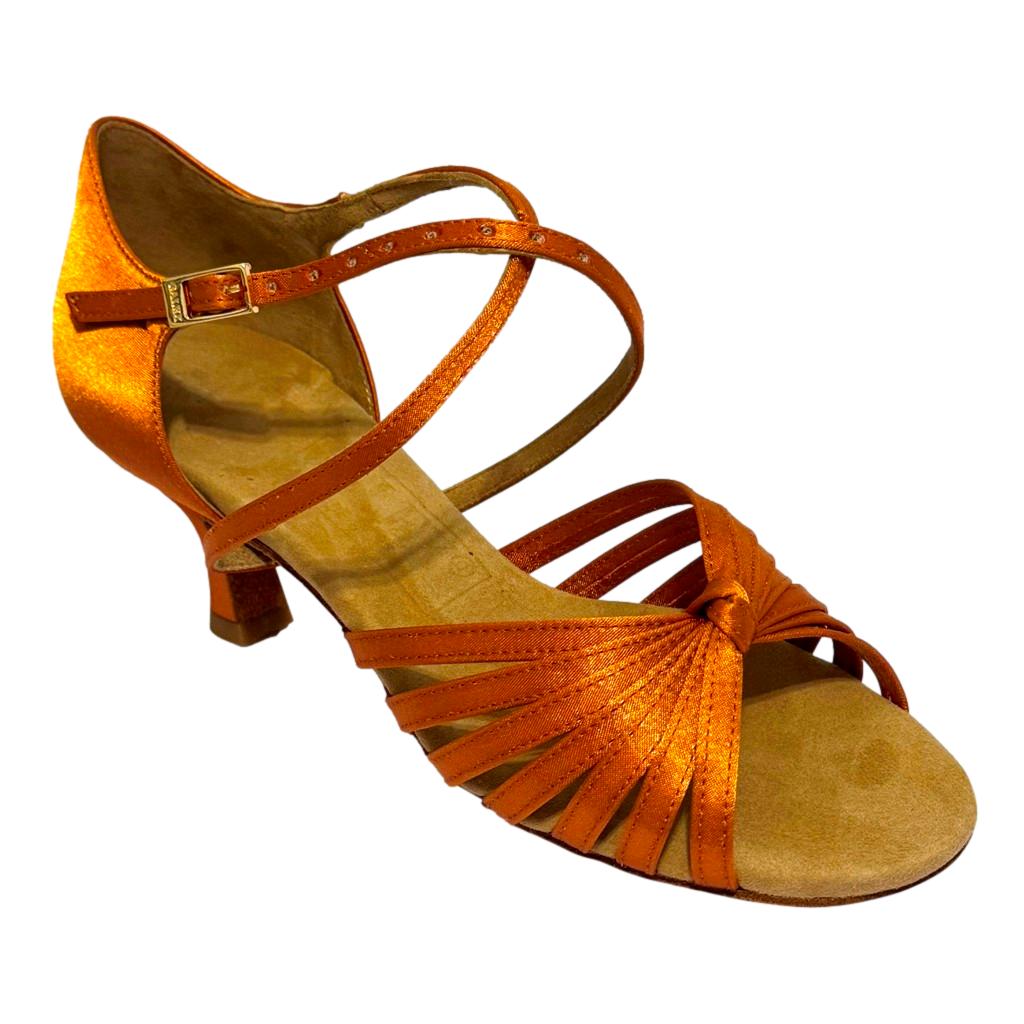 Galex 2215 Irina, Heel 6cm Flare W, Gold Cedar Satin, Women's Latin Dance Shoes