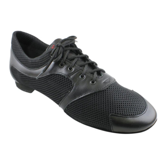 Galex Michelle, Heel 1cm, Black Sole, Black Mesh & Leather, Practice Dance Shoes